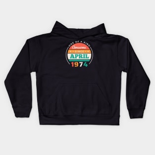 Retro Awesome Since April 1974 Birthday Vintage Bday 1974 Kids Hoodie